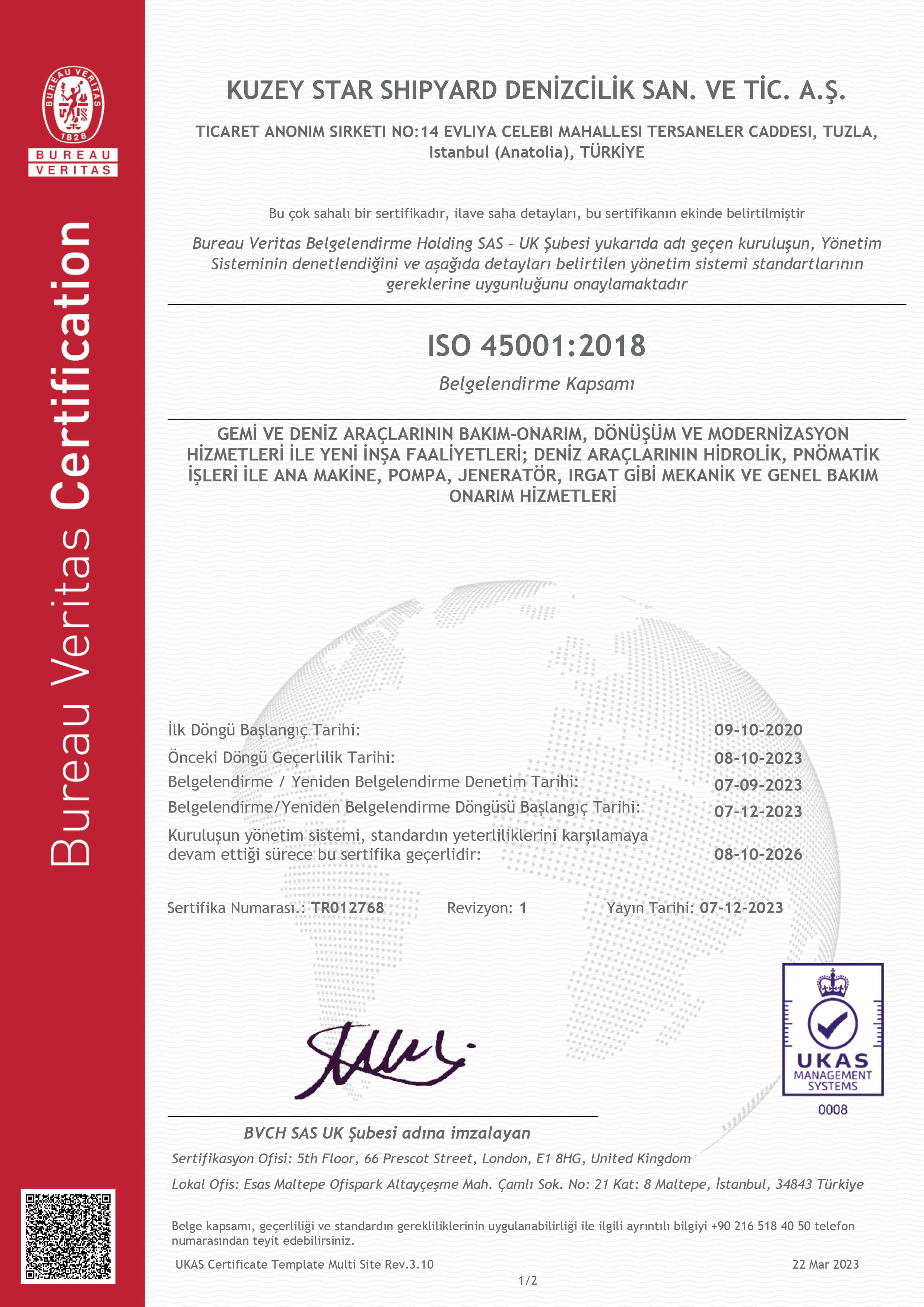 ISO 45001 İş Sağlığı Ve Güvenliği Yönetim Sistemi